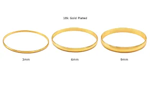 MP4034-36 18k Gold Plated Plain Bangle 3mm, 6mm, 9mm CHOOSE SIZE BELOW