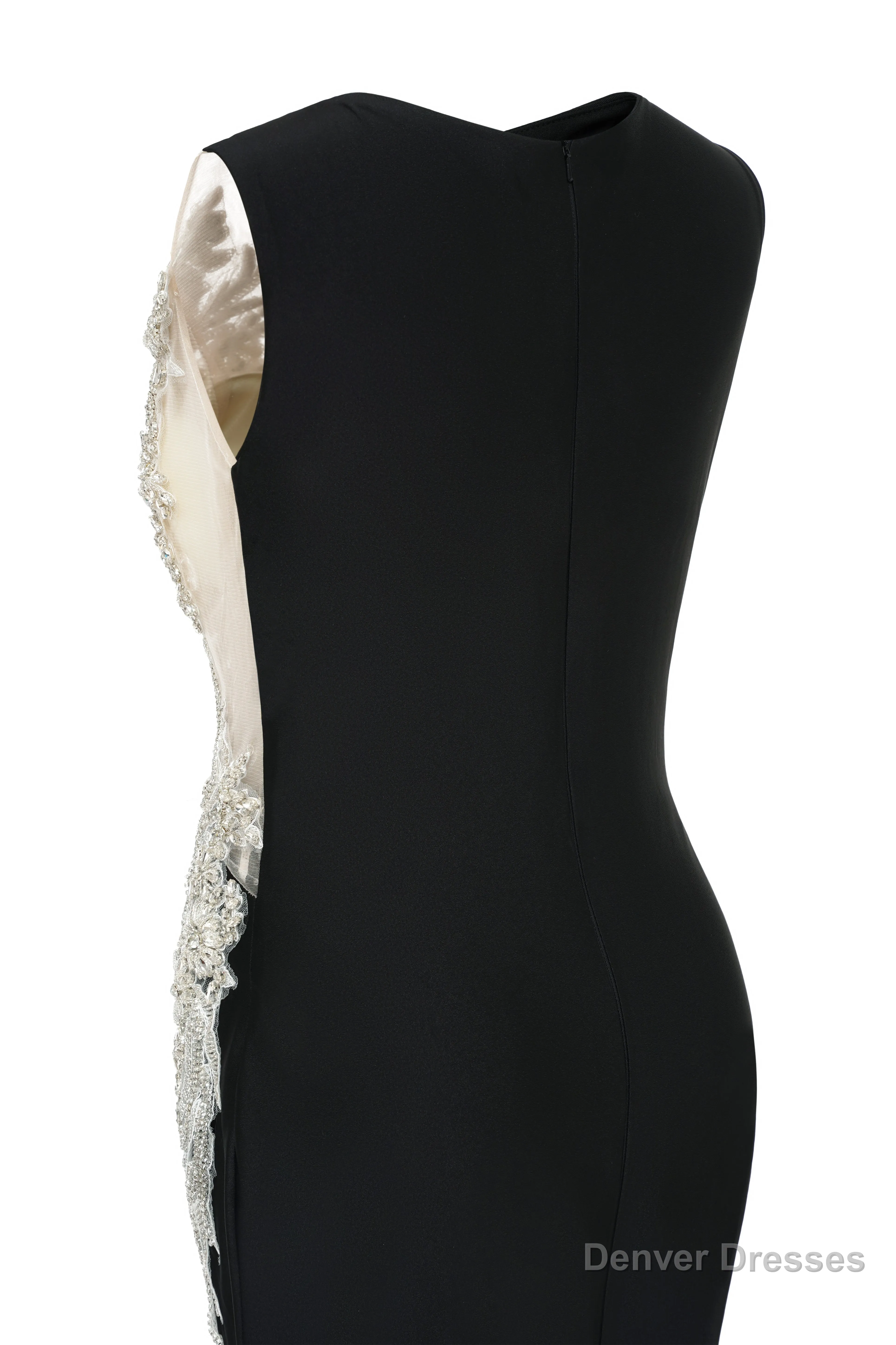 Portrait Trumpet Sweep Train Sleeveless Beading Evening Dress