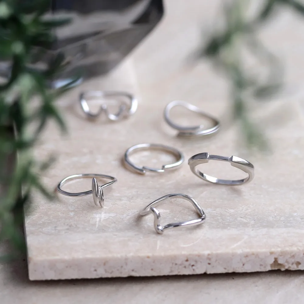 Rhodium Plated Irregular Band Ring