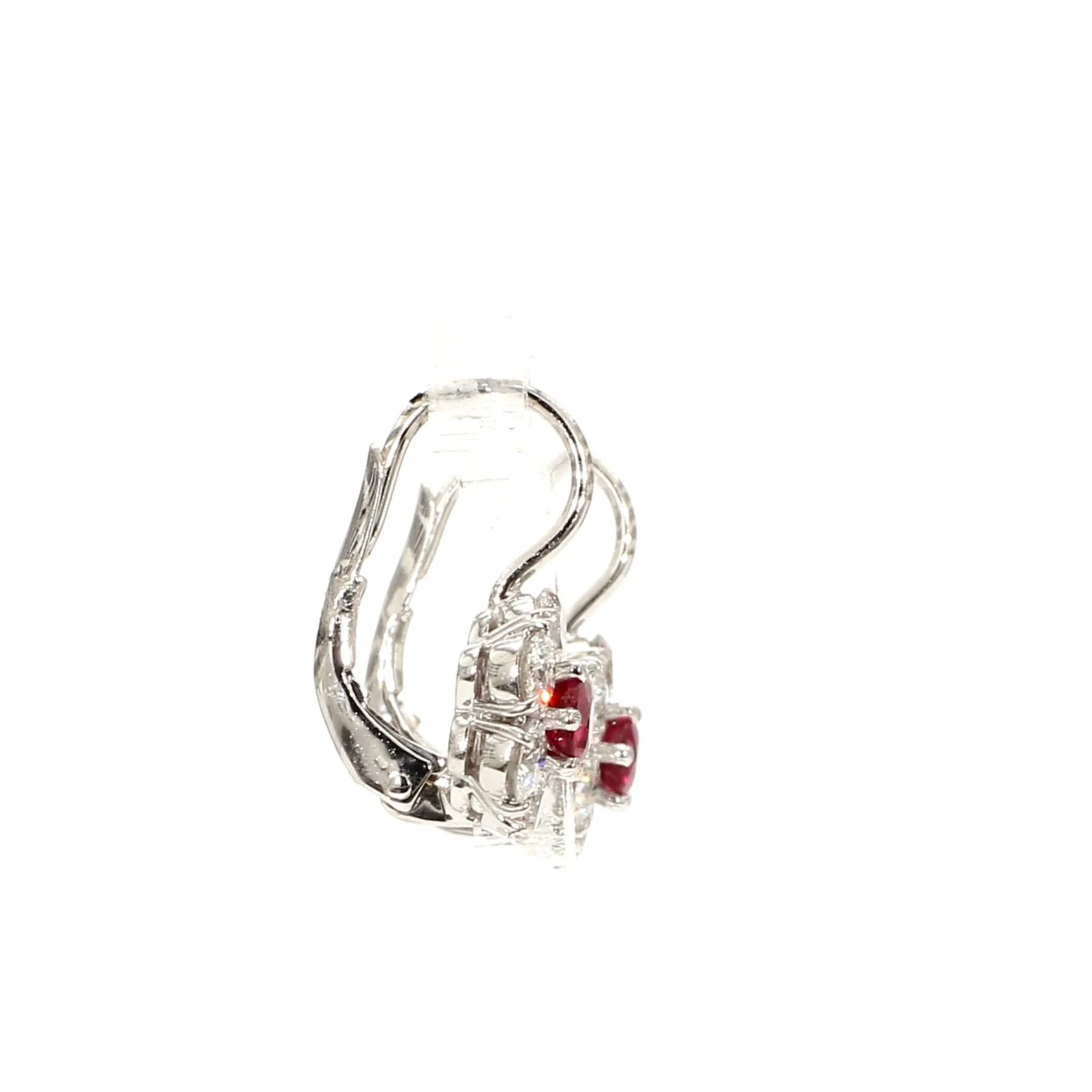 Ruby & Diamond Platinum Drop Earrings