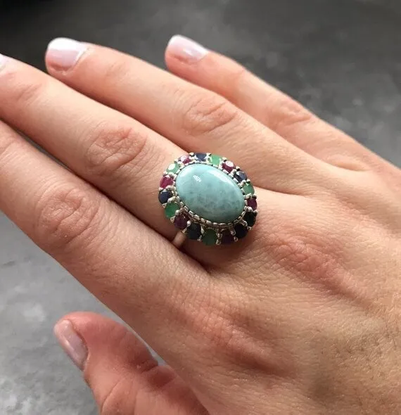 Ruby Statement Ring - Red Victorian Ring - Ruby Halo Ring