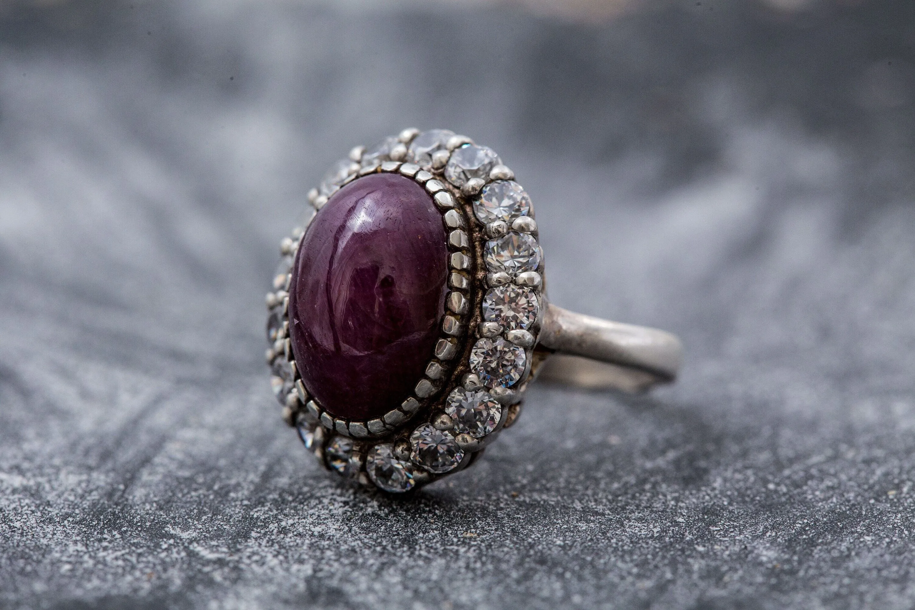 Ruby Statement Ring - Red Victorian Ring - Ruby Halo Ring