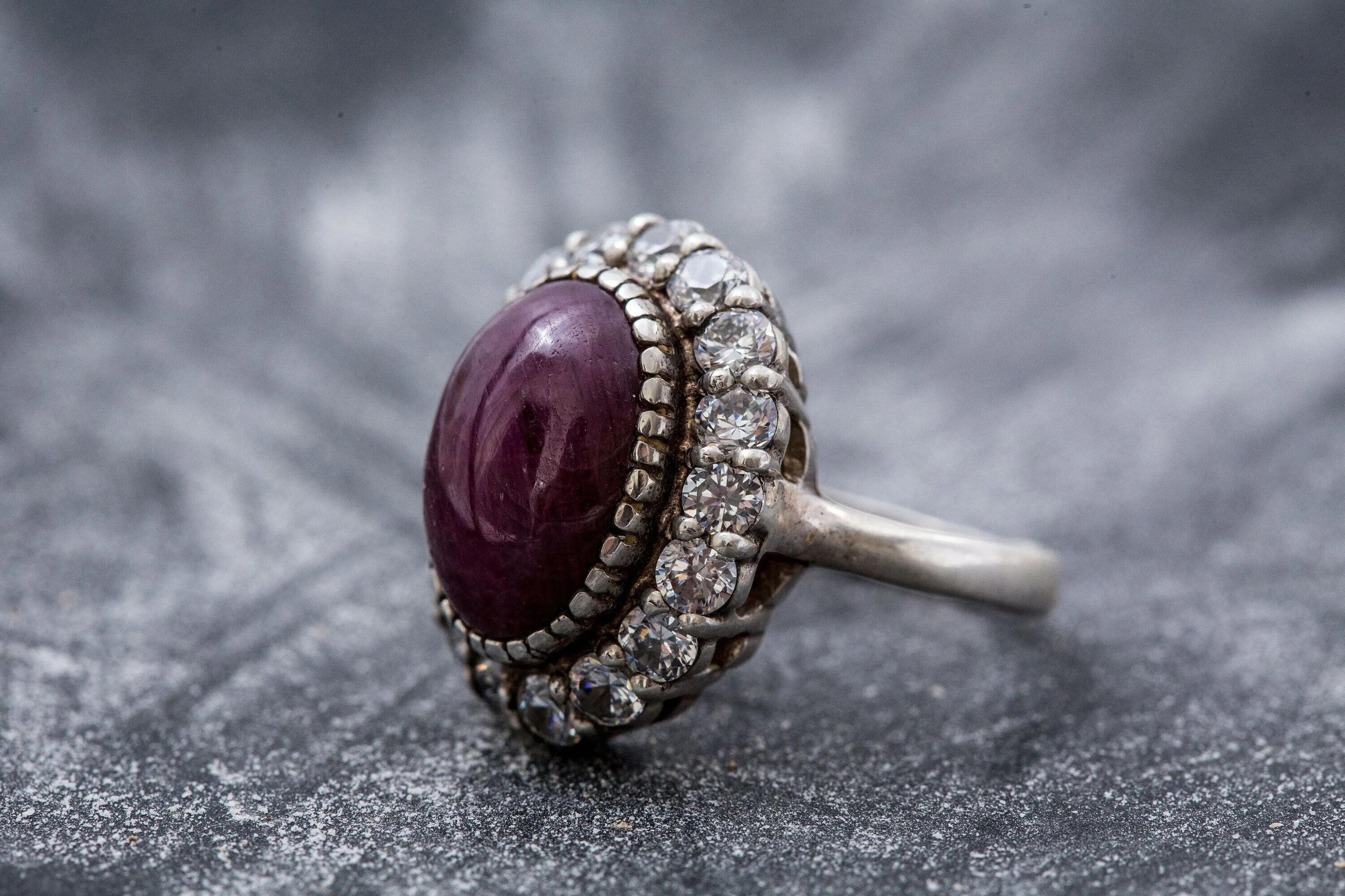 Ruby Statement Ring - Red Victorian Ring - Ruby Halo Ring