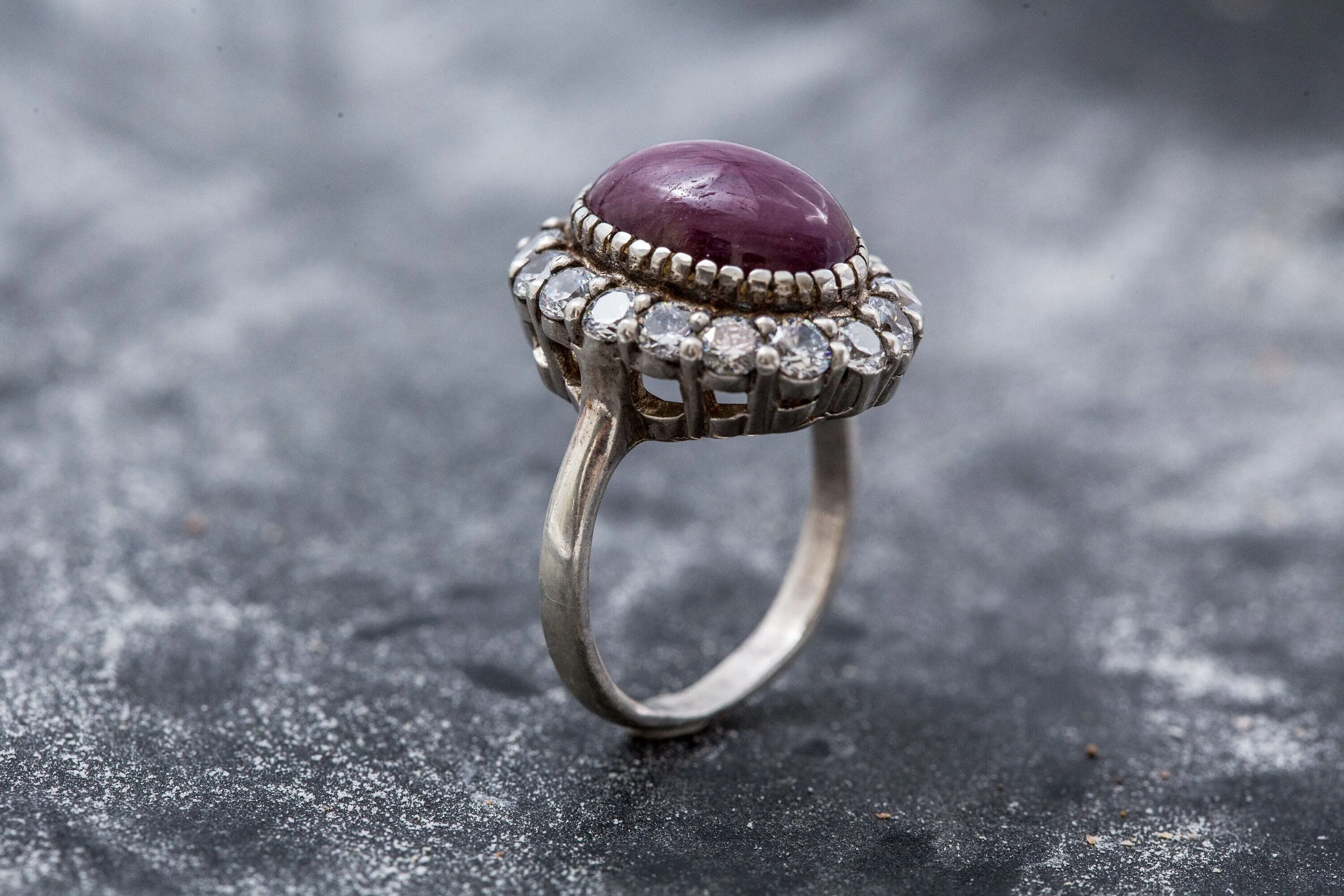 Ruby Statement Ring - Red Victorian Ring - Ruby Halo Ring