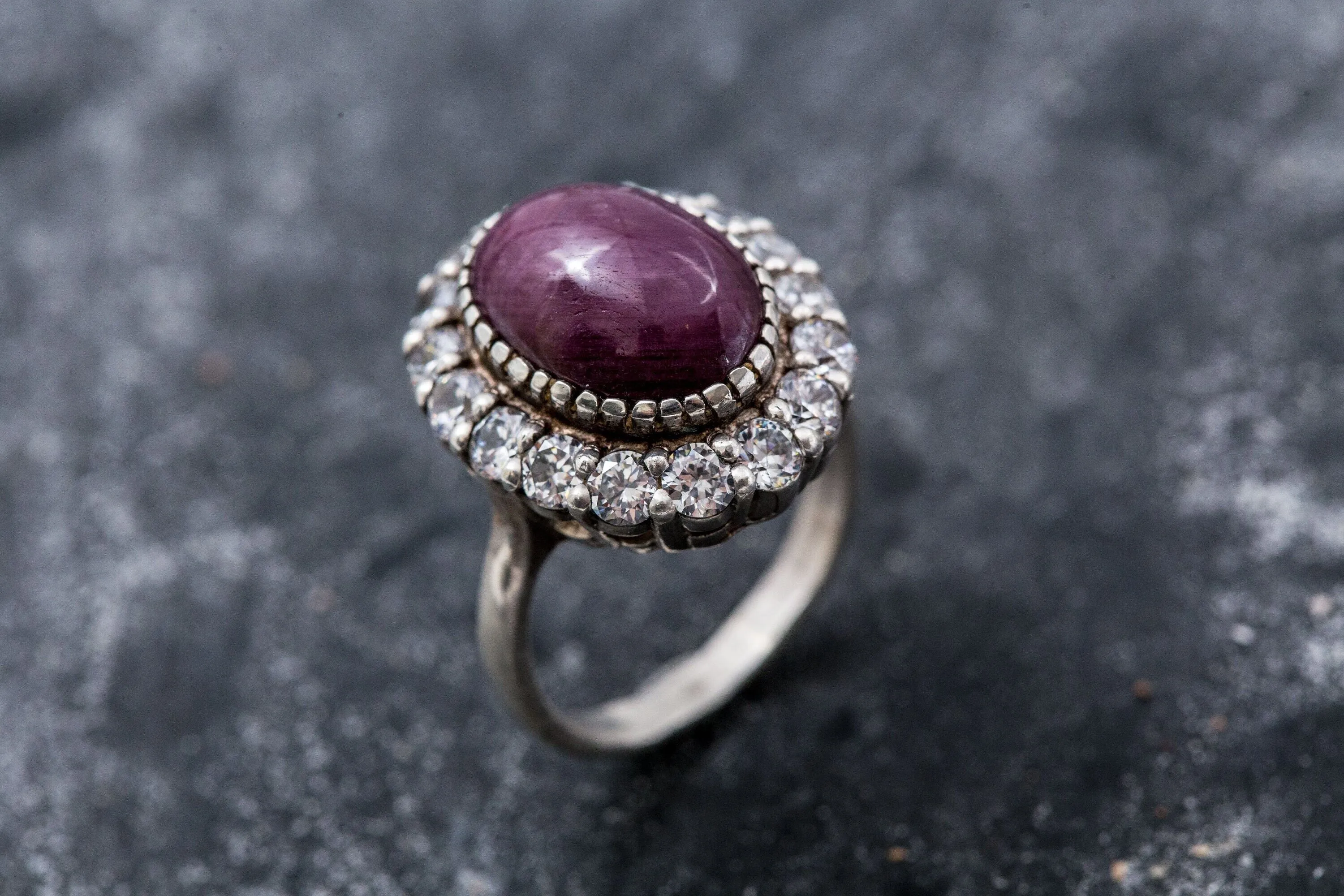 Ruby Statement Ring - Red Victorian Ring - Ruby Halo Ring