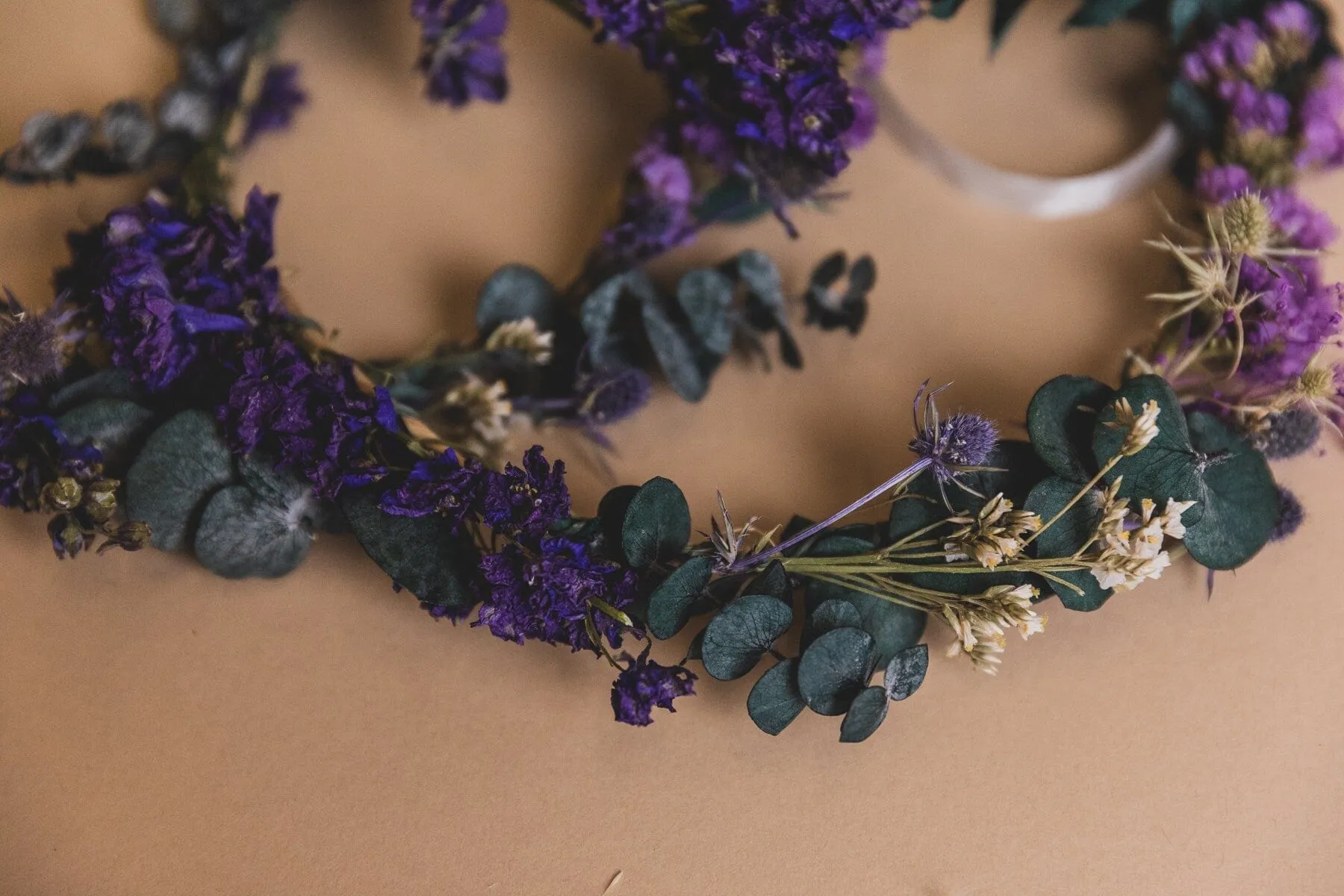 Scottish Thistle & Preserved Eucalyptus Greenery Crown / Boho Green Weddingss