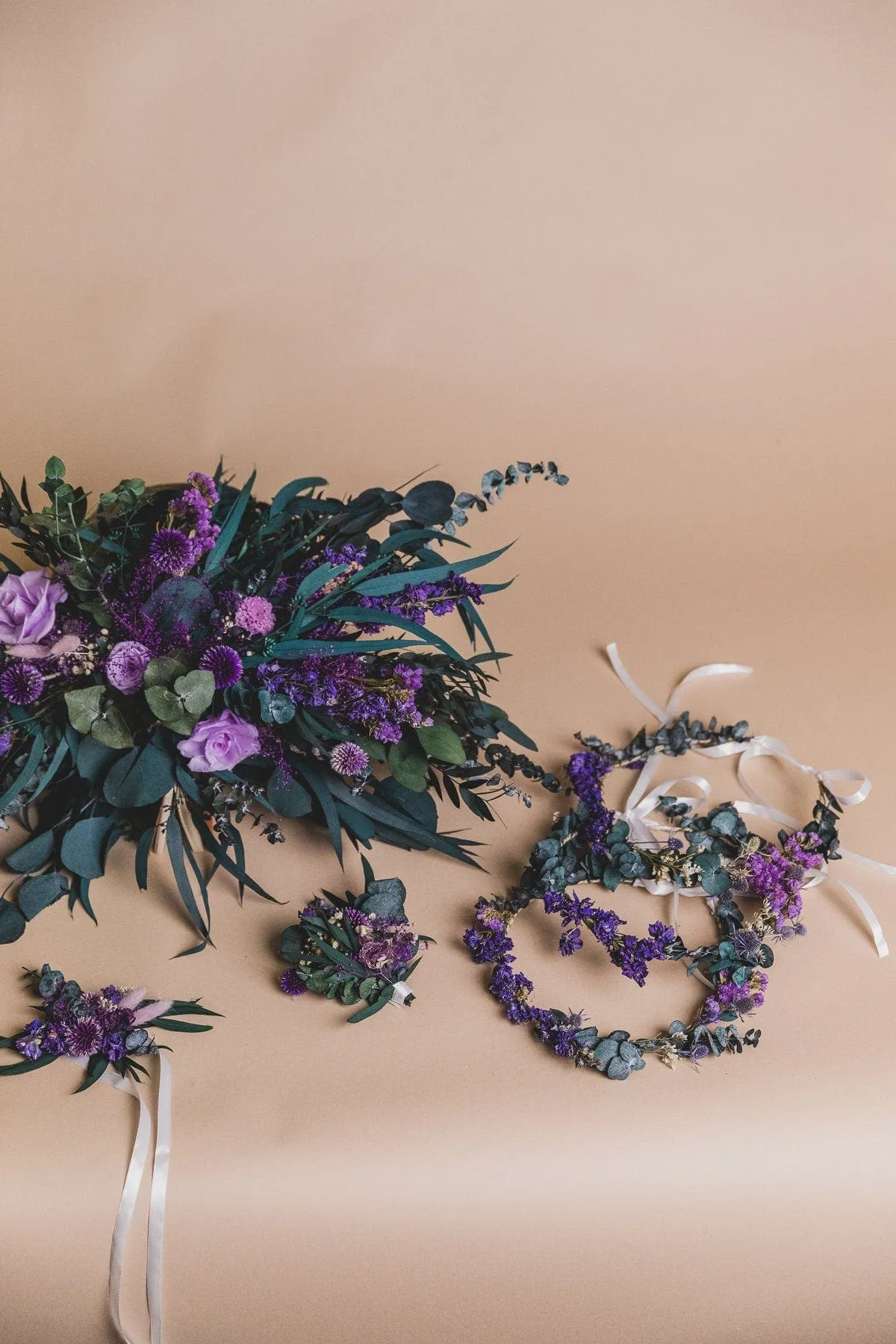 Scottish Thistle & Preserved Eucalyptus Greenery Crown / Boho Green Weddingss