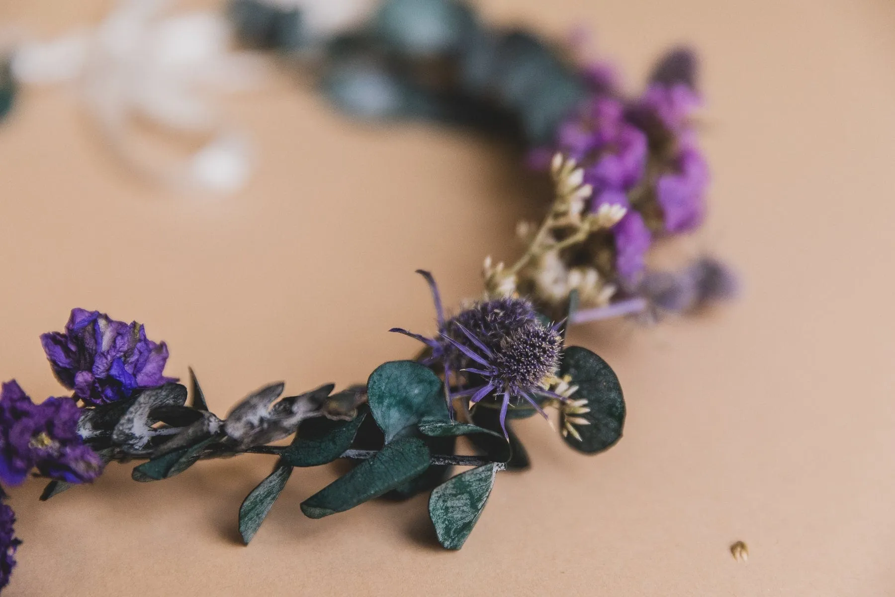 Scottish Thistle & Preserved Eucalyptus Greenery Crown / Boho Green Weddingss
