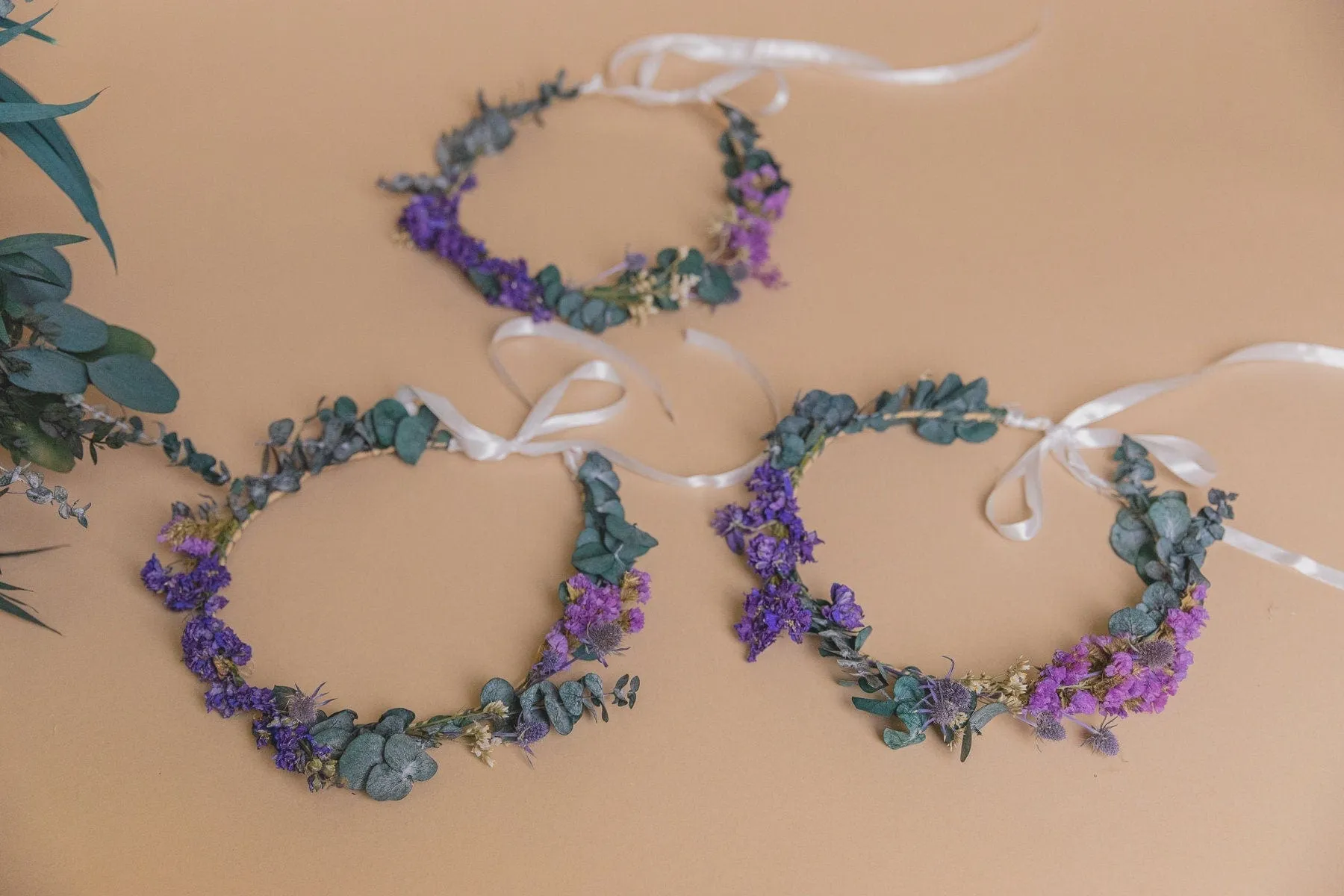 Scottish Thistle & Preserved Eucalyptus Greenery Crown / Boho Green Weddingss