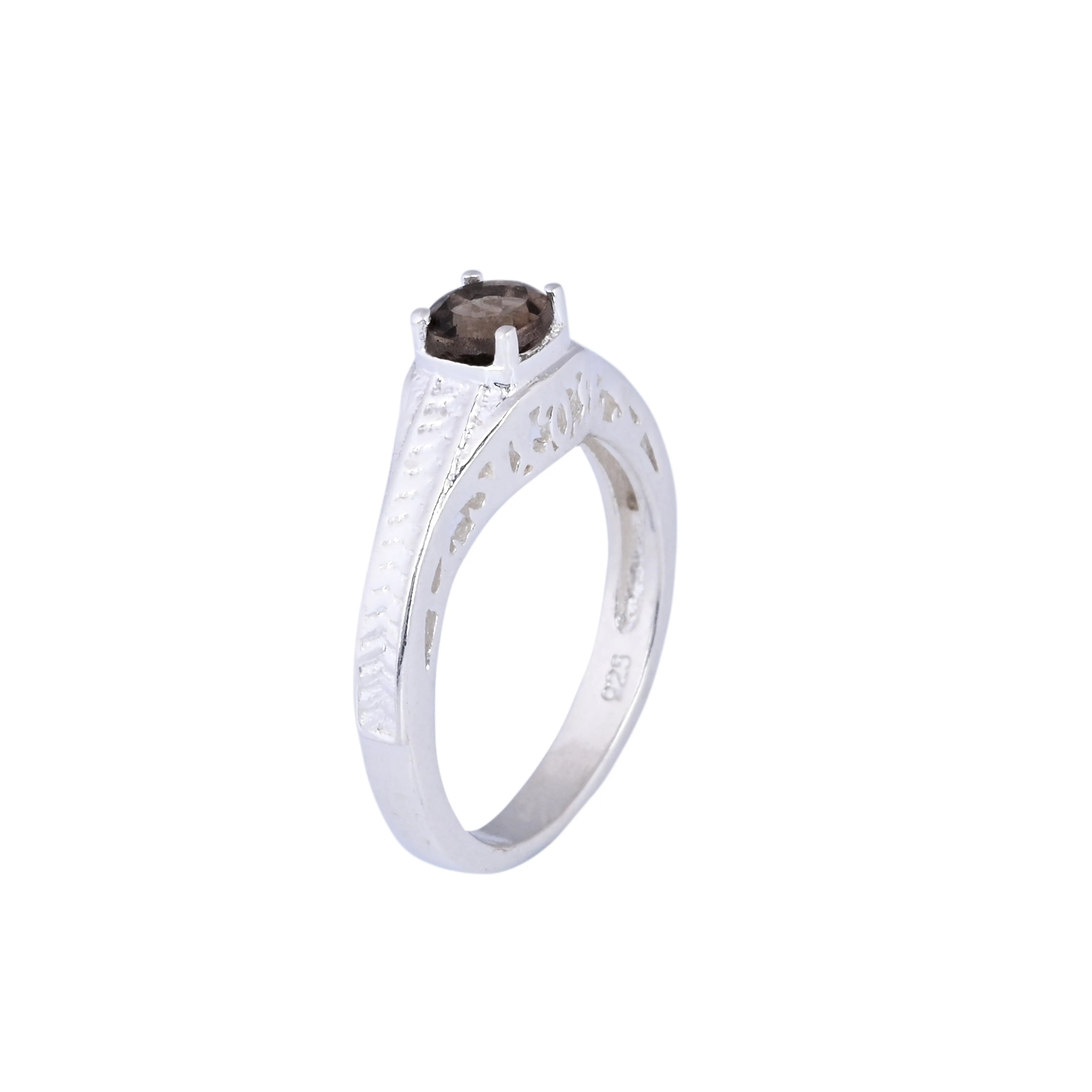 Smokey Quartz And Diamond Stackable Engagement Ring