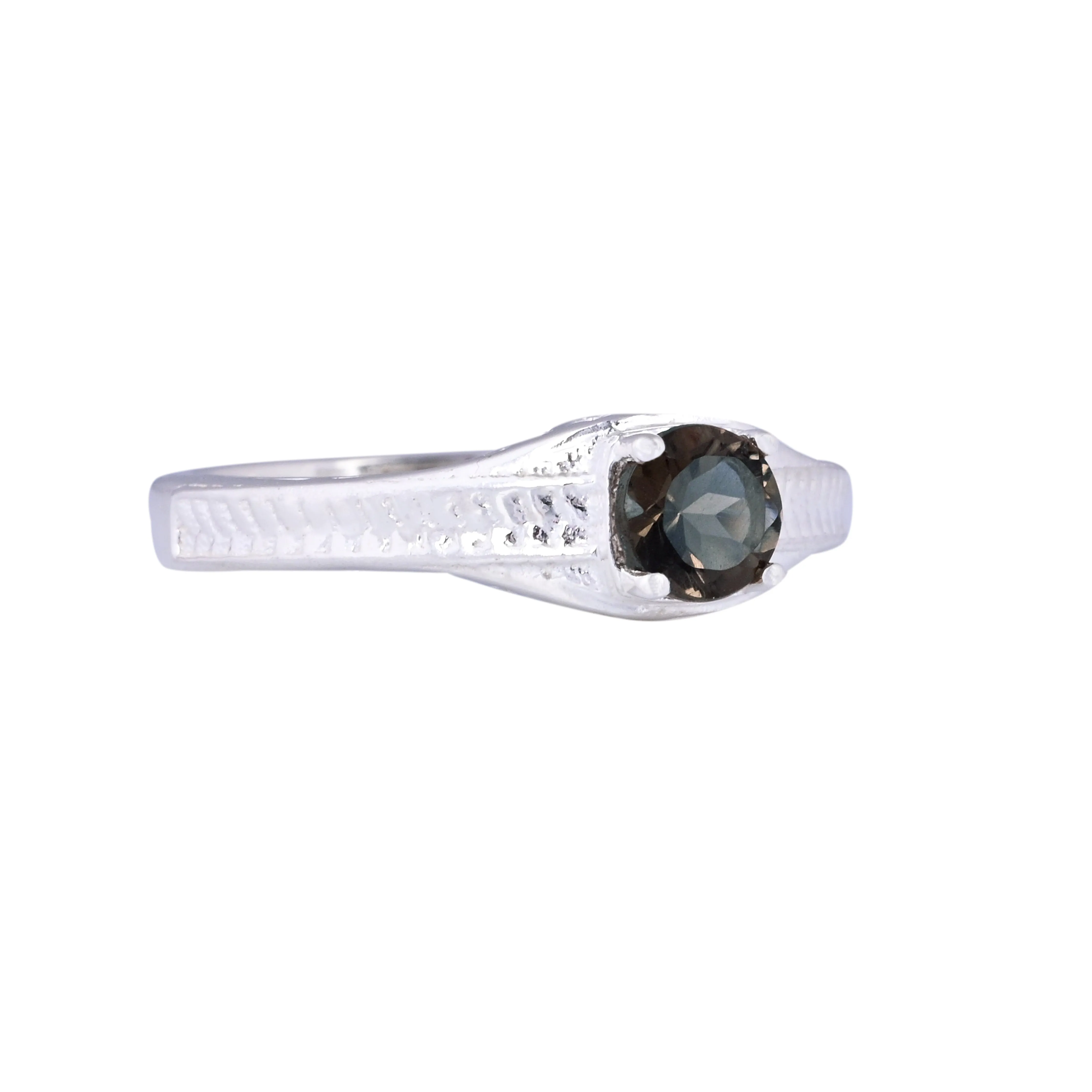 Smokey Quartz And Diamond Stackable Engagement Ring