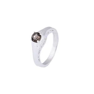 Smokey Quartz And Diamond Stackable Engagement Ring