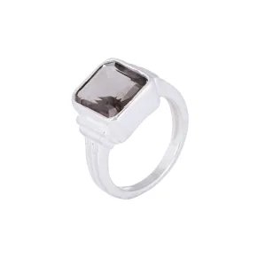 Smoky Quartz Stackable Simple Men's Ring