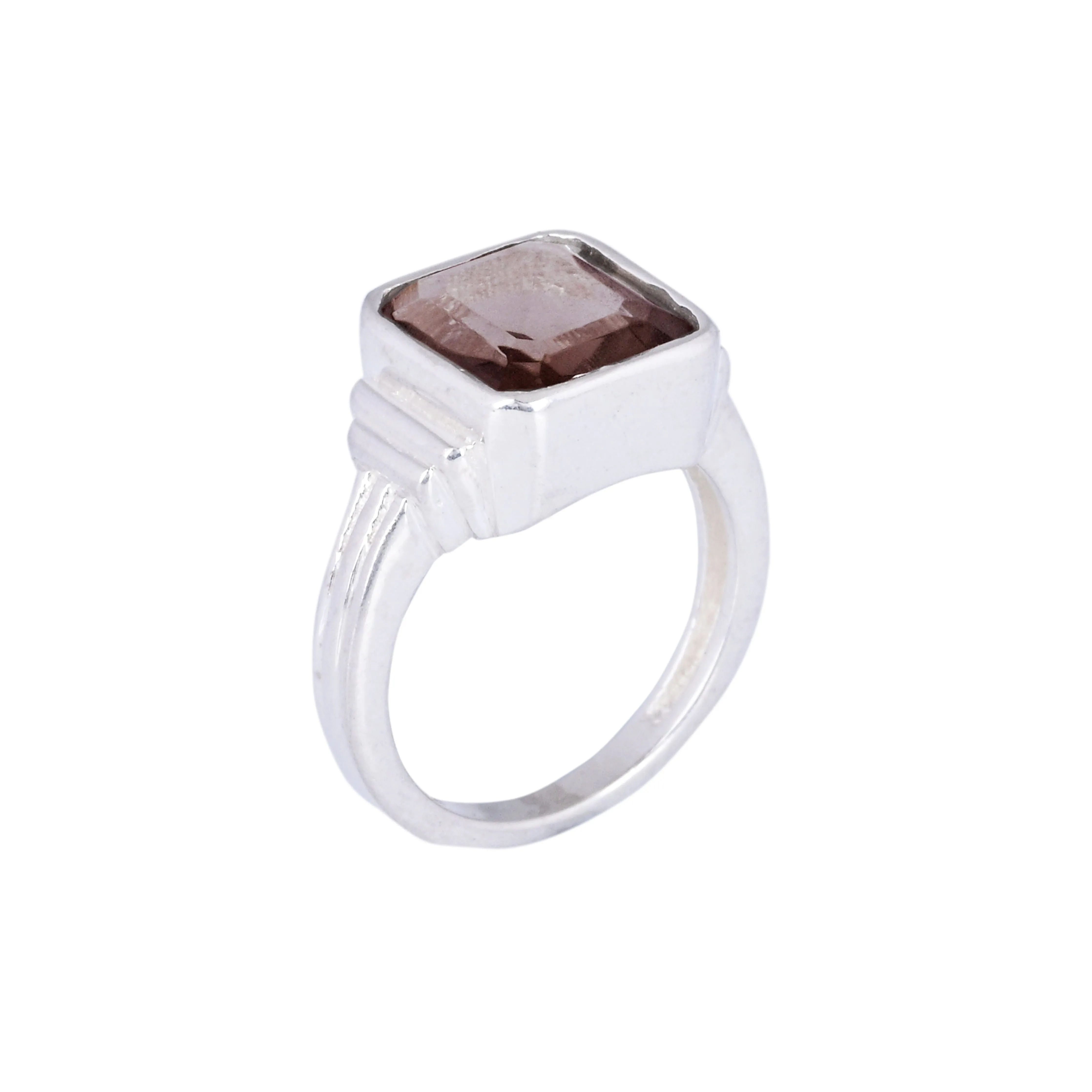 Smoky Quartz Stackable Simple Men's Ring