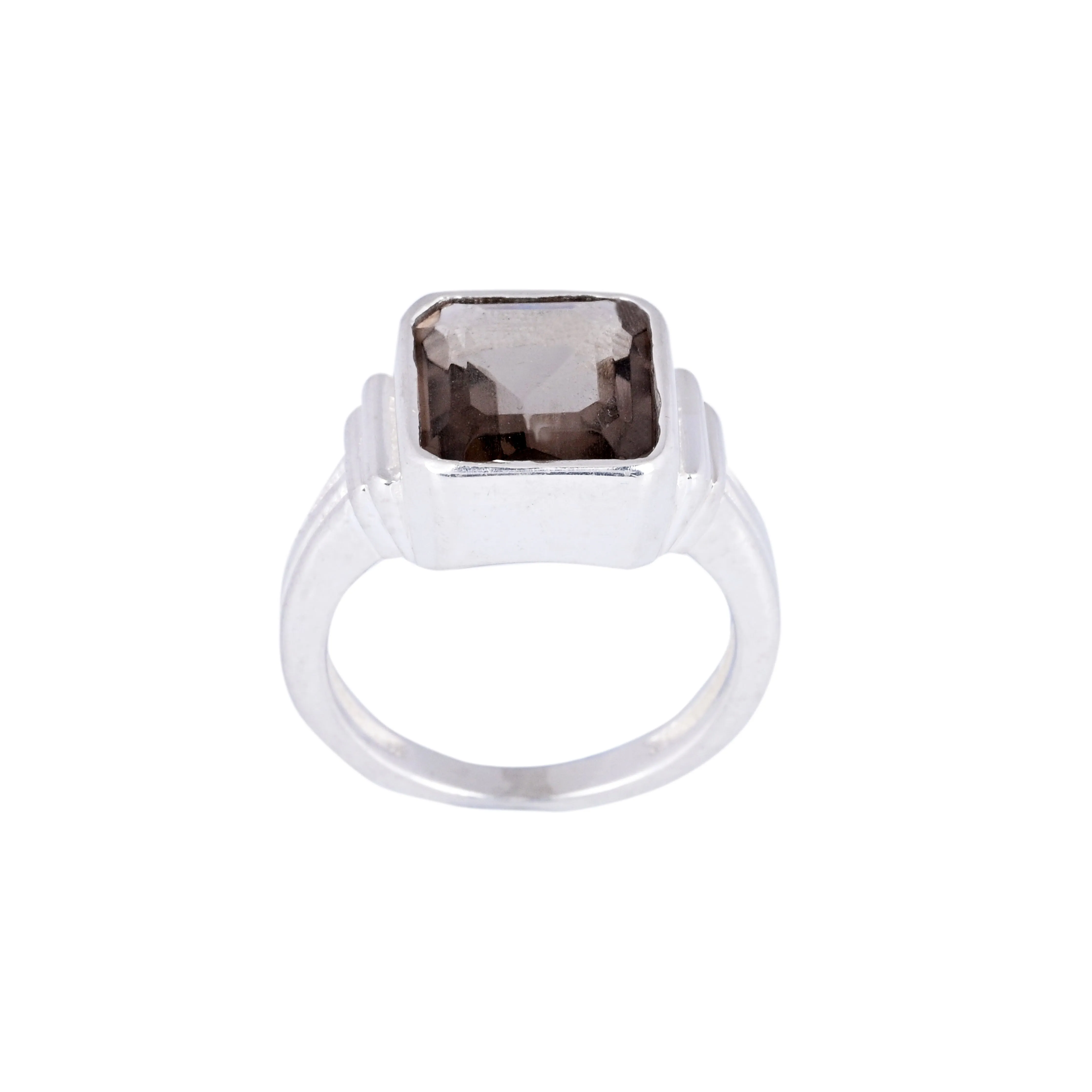Smoky Quartz Stackable Simple Men's Ring