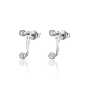 Sparkle Dot Ear Jacket Stud Earrings - Silver - SPS-233a