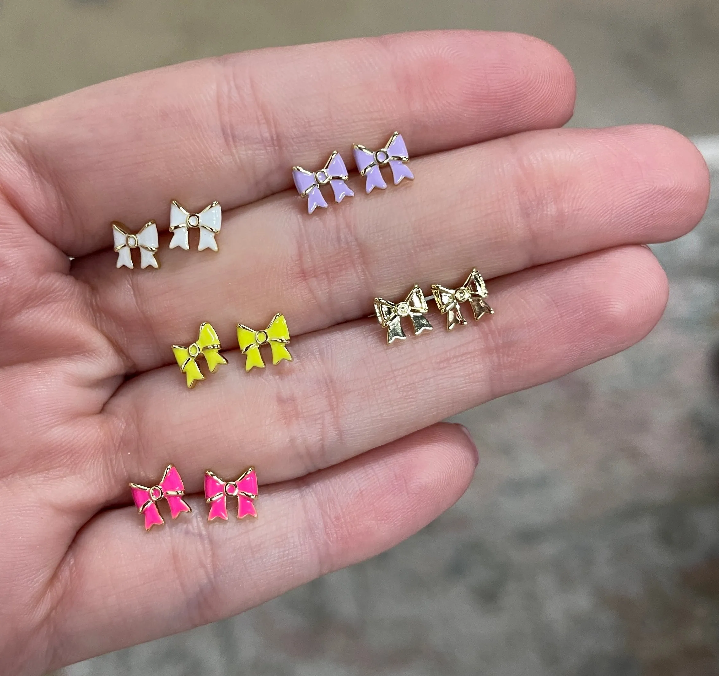 Teeny Tiny Bow Earring White