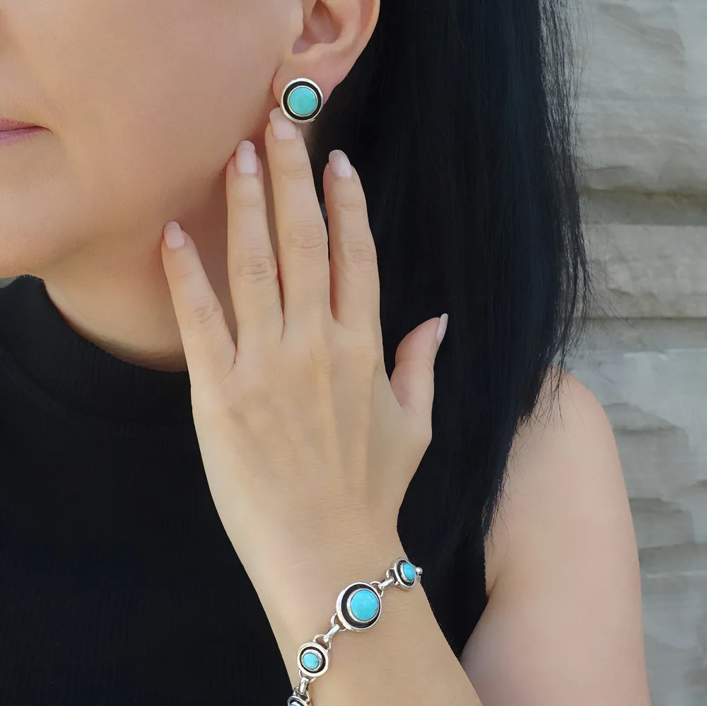 Turquoise and Sterling Silver Circle Bracelet